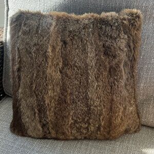 Vintage Real Fur Throw Pillow 13x13 AS-IS